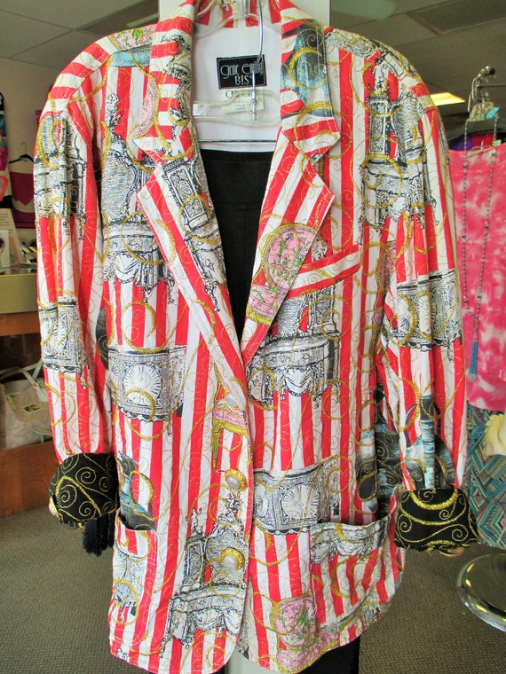 RESERVED for Ana Artsy red and white blazer jacket