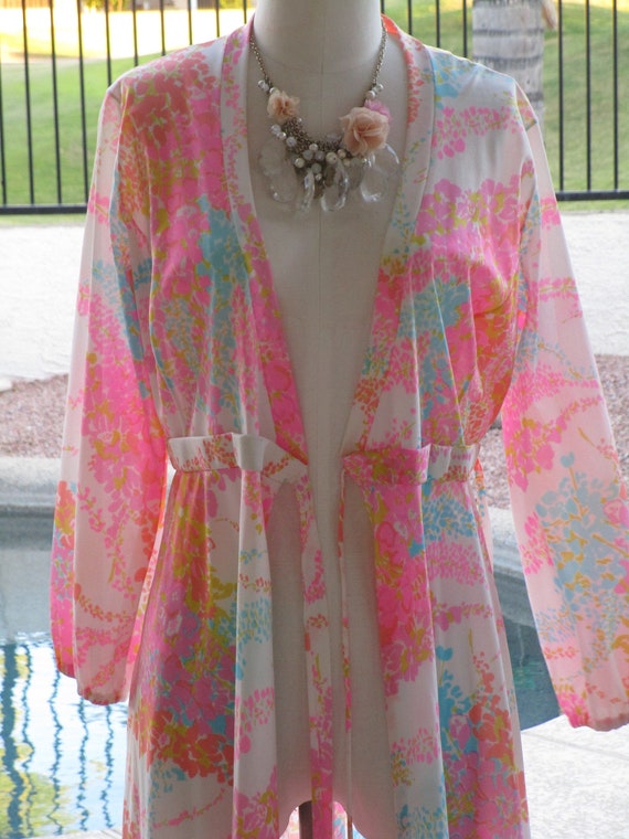 Olga Made in USA colorful lingerie robe duster sw… - image 4
