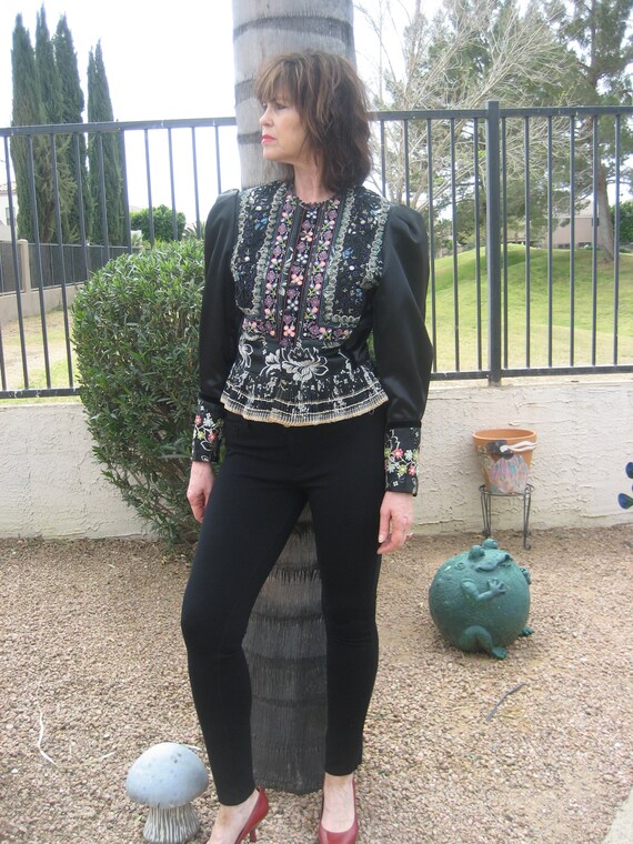 Gorgeous Custom black floral embroidery Victorian