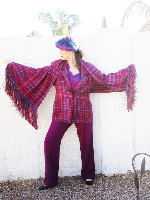 Rare find Vintage 4pc Hot Pink Purple Plaid pant s