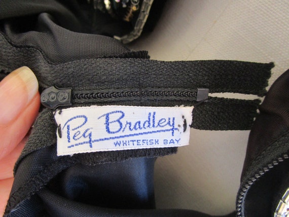 Vintage 1960's Peg Bradley black chiffon sequins … - image 10
