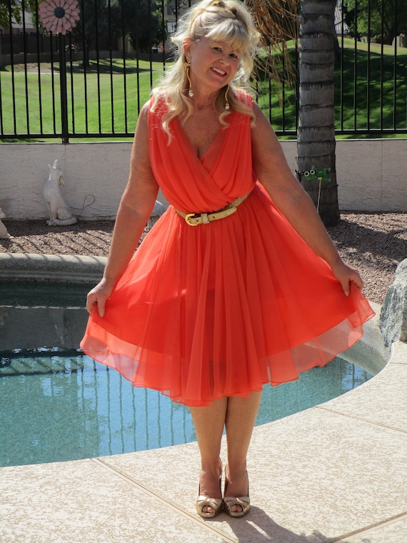 white christmas dresses Elsie Modern A-Line Long Sleeves Chiffon Dresses, Rust main image 0