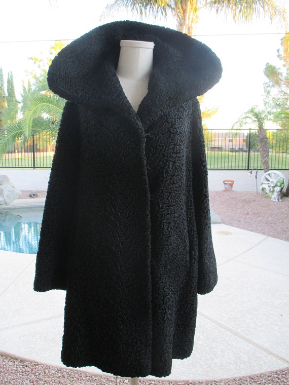 Vintage black faux curly lamb miracurl luxury fabr
