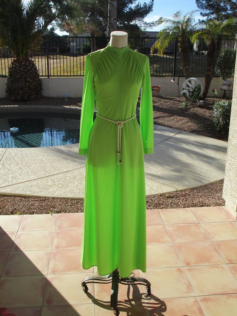 Vintage Highlighter Reel Neon green sheer maxi dress