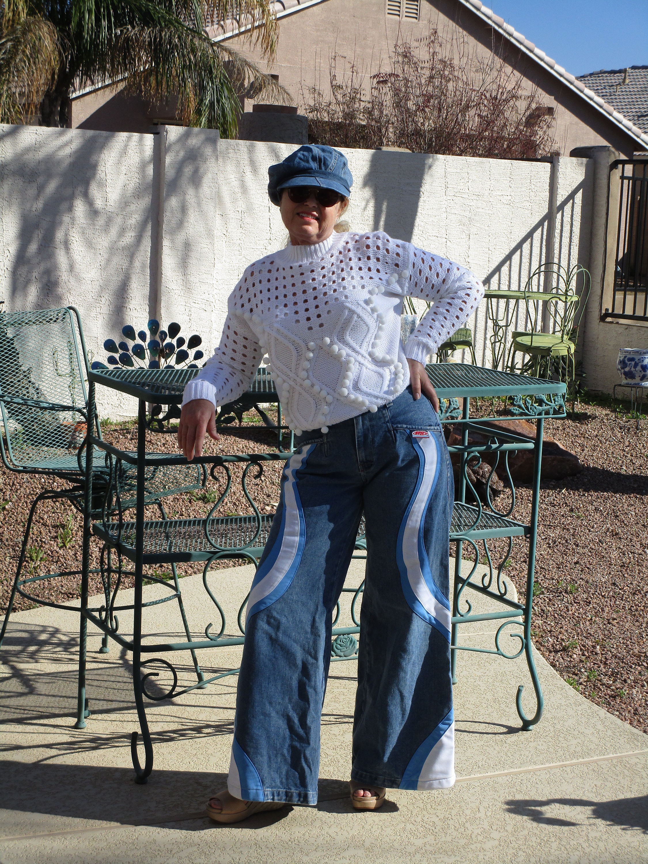 JNCO Girly Stuff Hypnotix Wide Leg High Waisted 90's Jeans W/blue