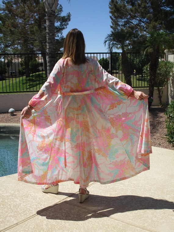 Olga Made in USA colorful lingerie robe duster sw… - image 5