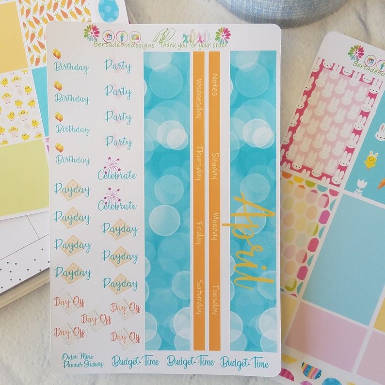 April Monthly Planner Sticker Kit Erin Condren or Classic Happy Planner