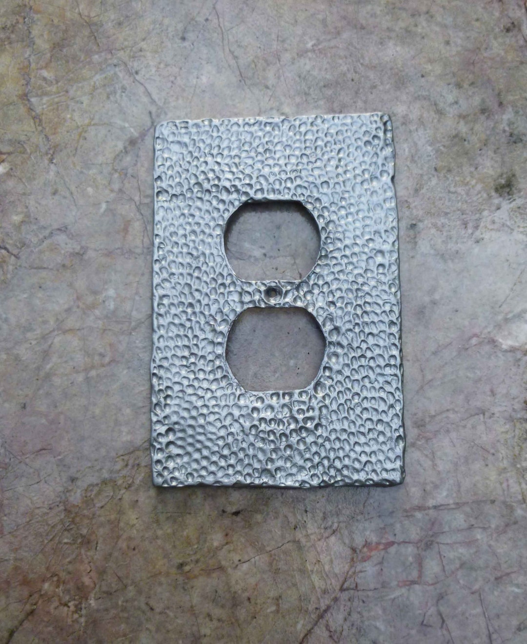 Hammered Metal in Pewter Outlet Cover 