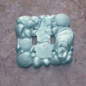 Shell Switchplate in Shimmering Aqua Double