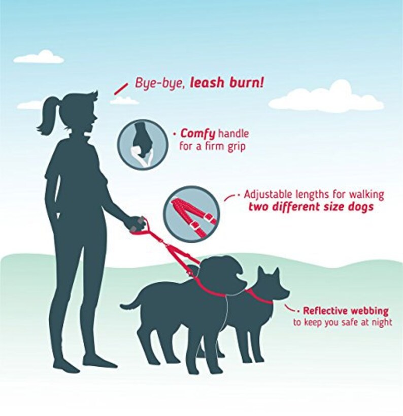 Double Dog Leash Adjustable Dog Leash Coupler with Handle Etsy