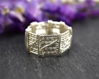 Woven Ring "Cadoal" in Sterling Silver., woven wire ring, wire wrapped ring, men ring, ring for man