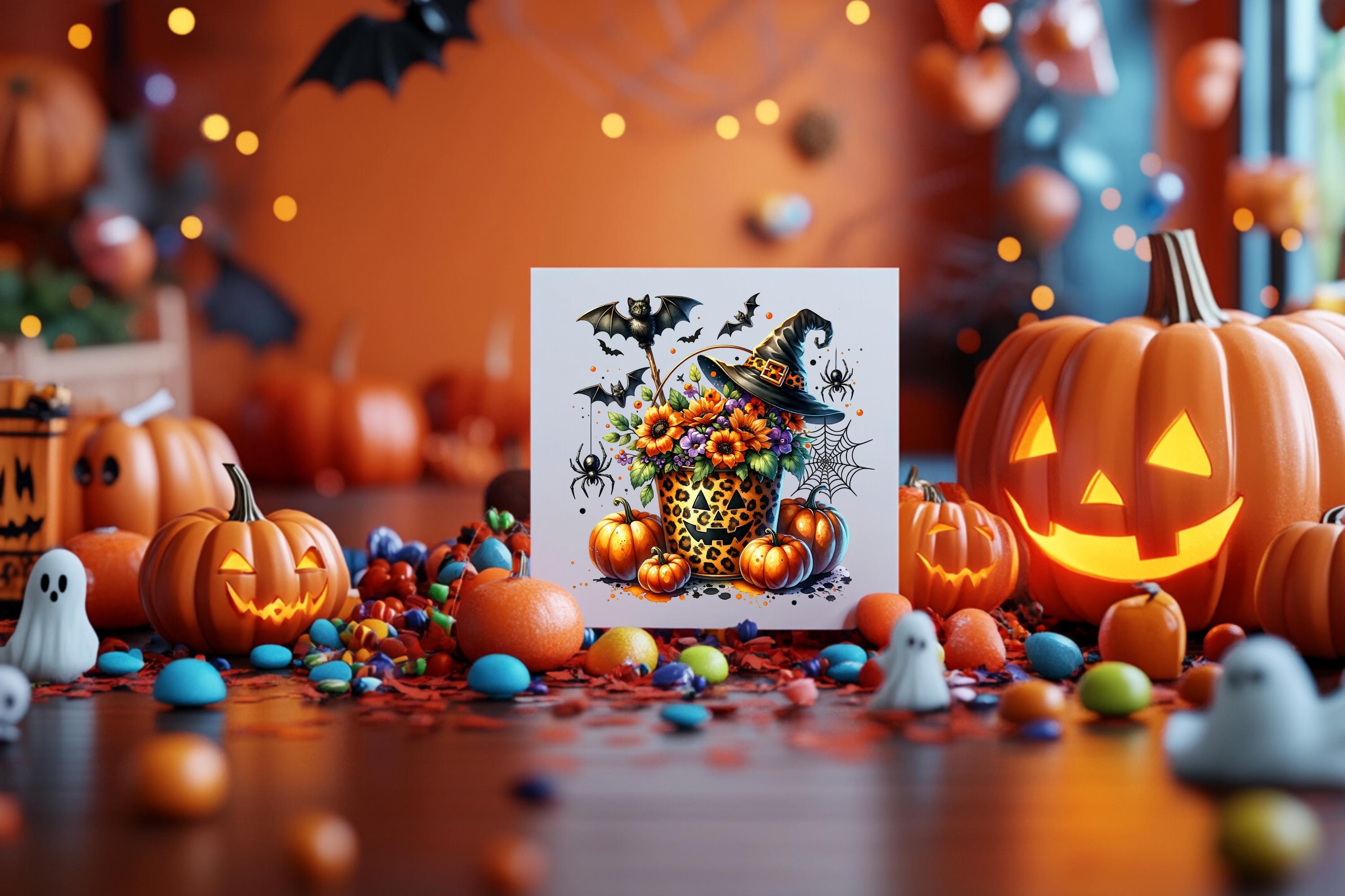 Pumpkin Candy Bucket PNG, Halloween Pumpkin Png, Trick or Treat, Bats ...