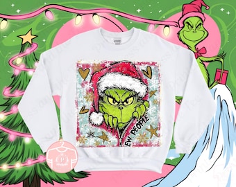 PNG de Navidad del Grinch: Diseño de camiseta con pinceladas (descarga digital)