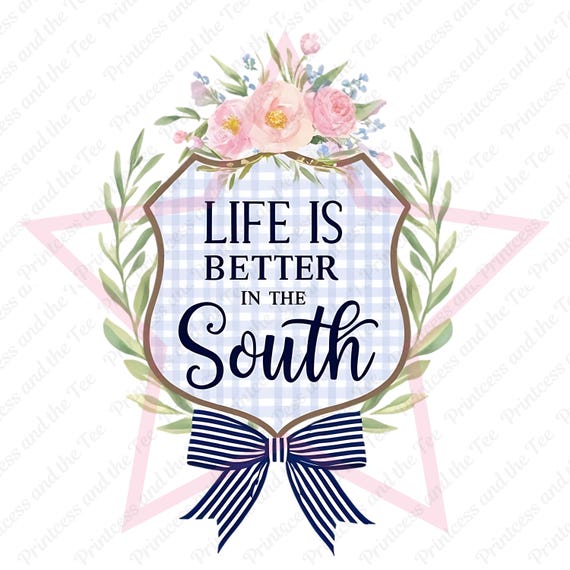 Southern Charm PNG: Floral Crest, Preppy Bow (Digital Download)