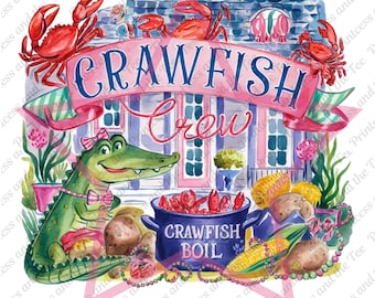 Crawfish Crew PNG Clipart: Southern Seafood Boil (Digital Download)