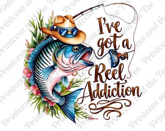 I've got a REEL addiction Png, Fishing Clipart PNG, Striped Bass png, Southern Sayings png,Preppy Png, Fishing Tshirts,Funny Fishing Sayings
