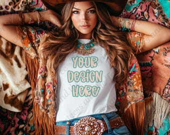 Cowgirl Sweatshirt Mockup: Trendy Western Design (Digital Download)