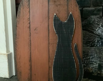 Wood Pumpkin. Black Cat. Fall porch decor