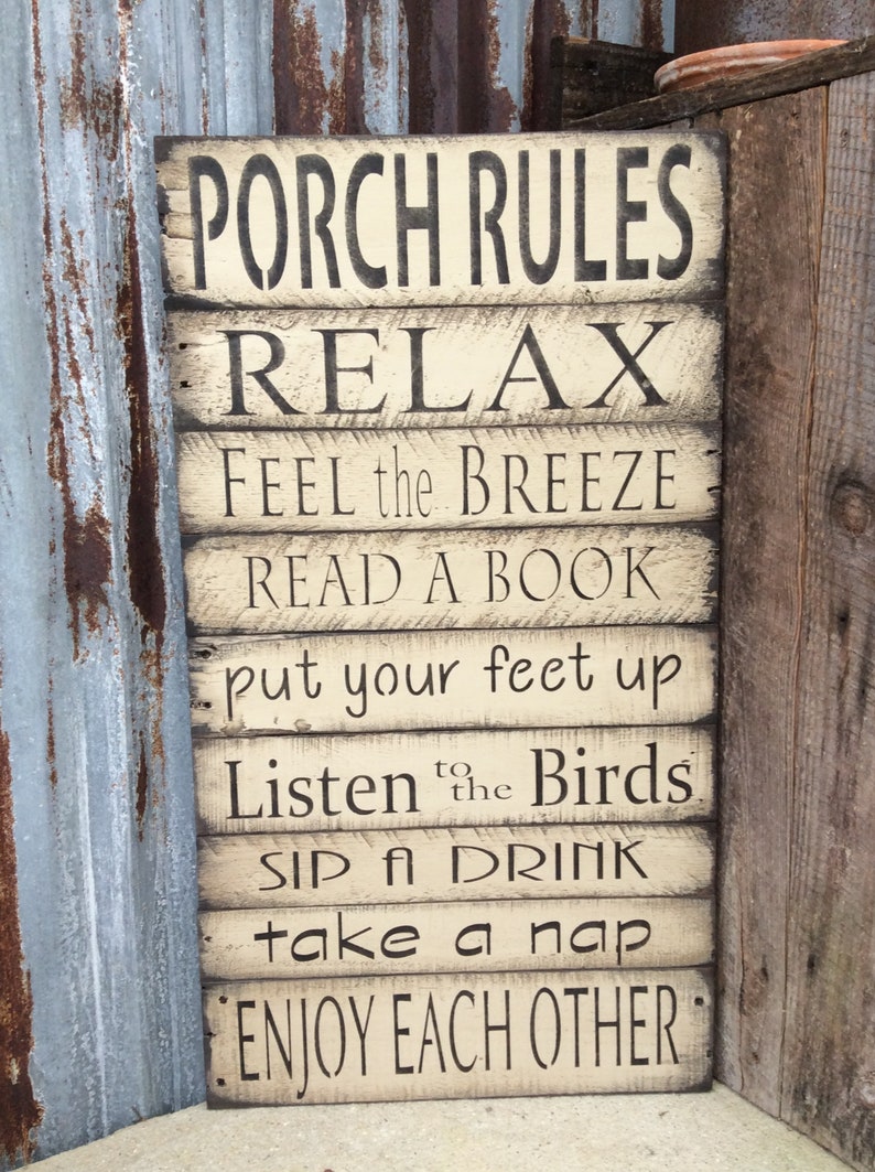 Porch Rules Sign. Porch sign. Pallet Wood sign. MADE TO ORDER image 2