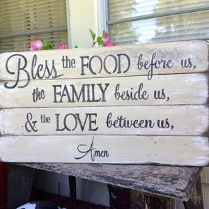 Bless This Food Before Us Pallet Wood Sign. MADE TO ORDER