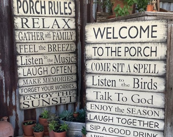 Porch Rules Sign. Porch sign. Pallet Wood sign. MADE TO ORDER