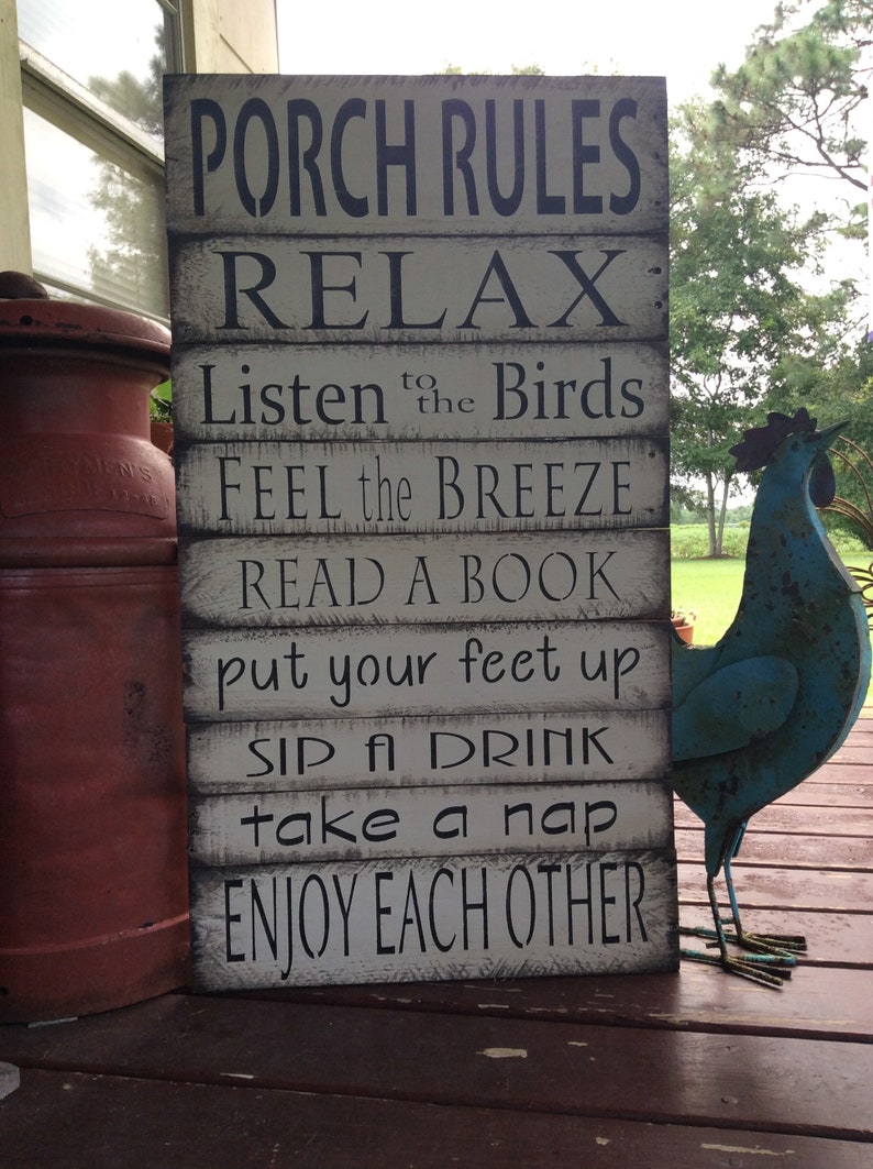 Porch Rules Sign. Porch sign. Pallet Wood sign. MADE TO ORDER image 3