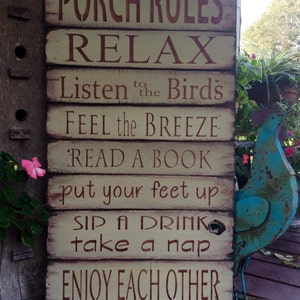 Porch Rules Sign. Porch sign. Pallet Wood sign. MADE TO ORDER image 1