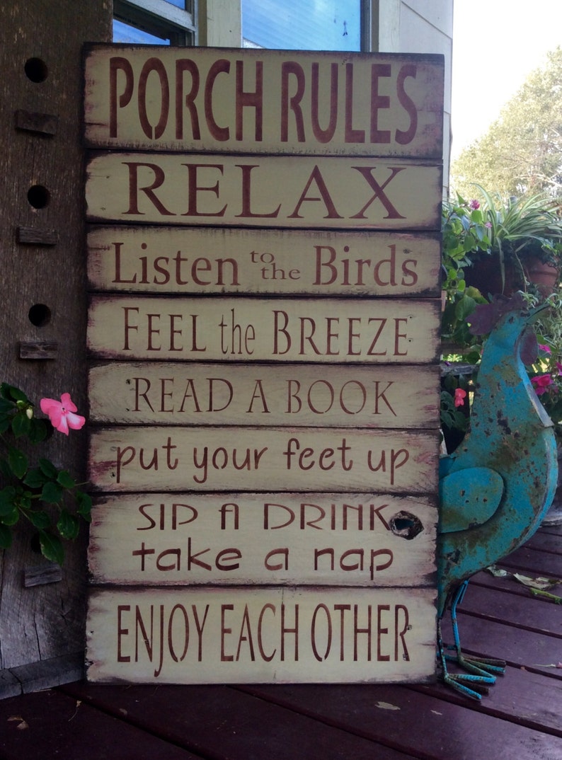 Porch Rules Sign. Porch sign. Pallet Wood sign. MADE TO ORDER image 1