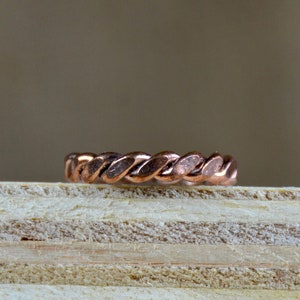 Solid copper twisted ring