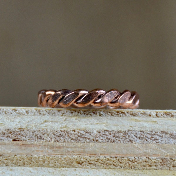 Solid copper twisted ring