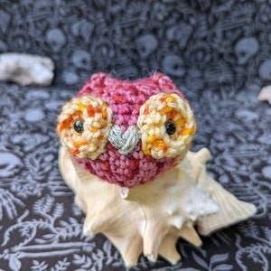 Lesbian Pride Owl (Nugget) - Sunset Lesbian Pride Flag - Pride Amigurumi Crocheted Owl