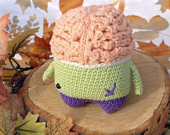 ZOMBIE AMIGURUMI PLUSH - Brain Lalylala Halloween (Made To Order)