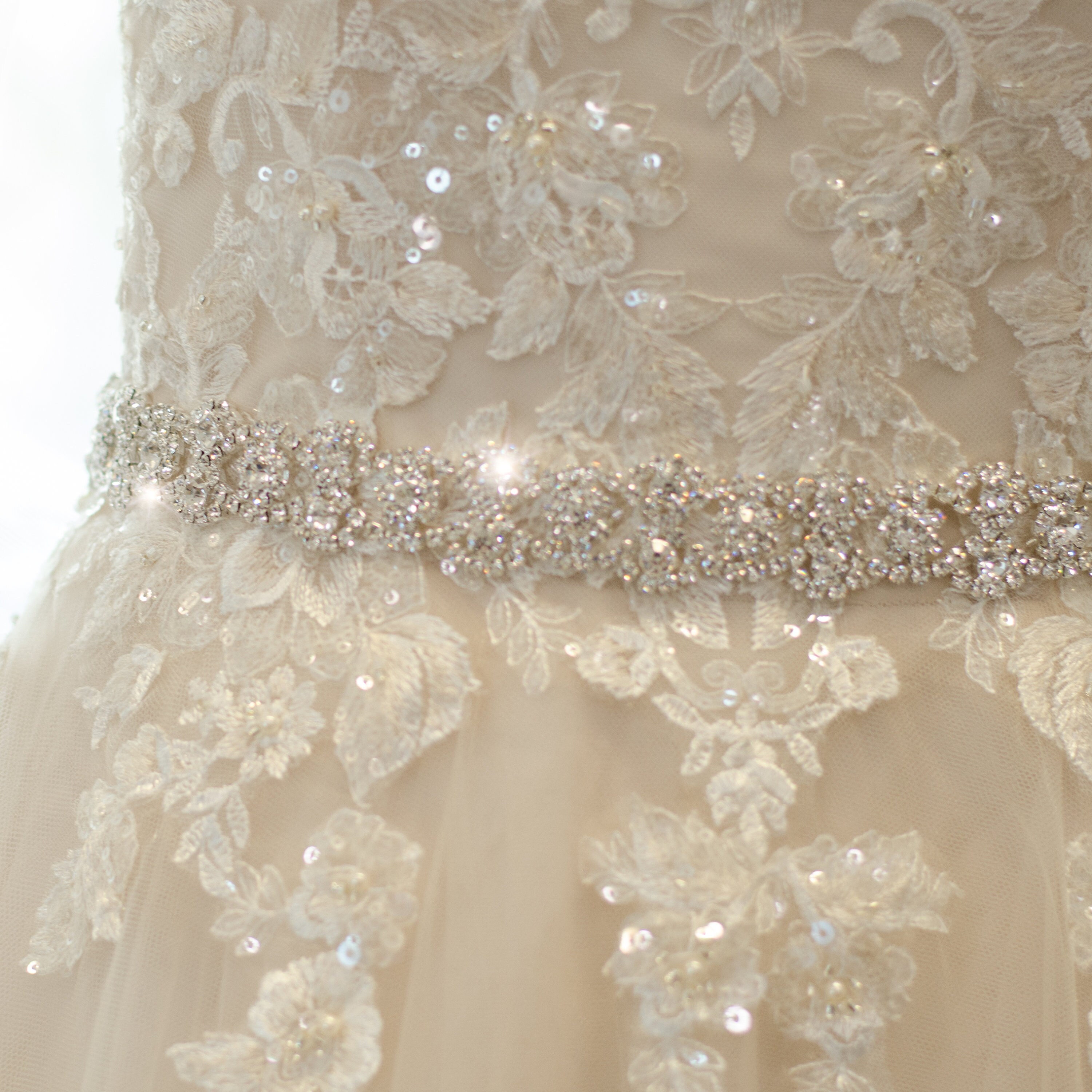 MIA Wide Bridal Sash Pearl Pearls Wedding Dress Floral Bridal Belt Ivory White