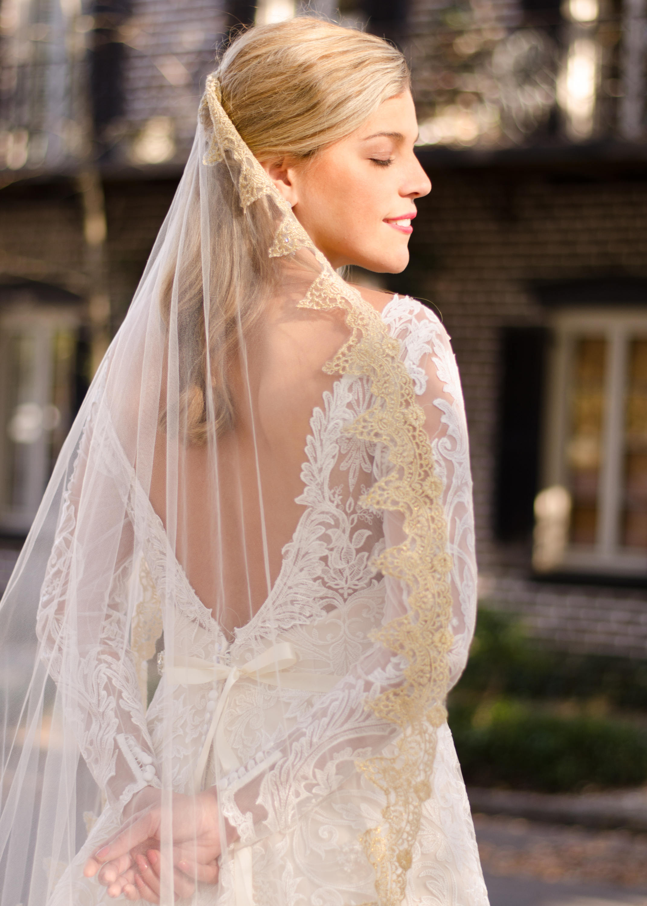 Gold Lace Wedding Veil Gold Lace Ivory Mantilla Veil Waltz Etsy