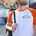 Unisex t-shirt - Full of Beans embroidered raglan tee in orange 