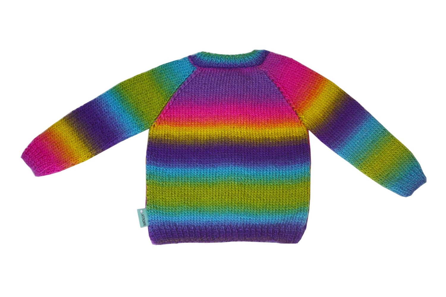 Colorful Kids Winter Cardigan magic Rainbow Hand Knitted in Size 98, 22,5 Years Old, 100