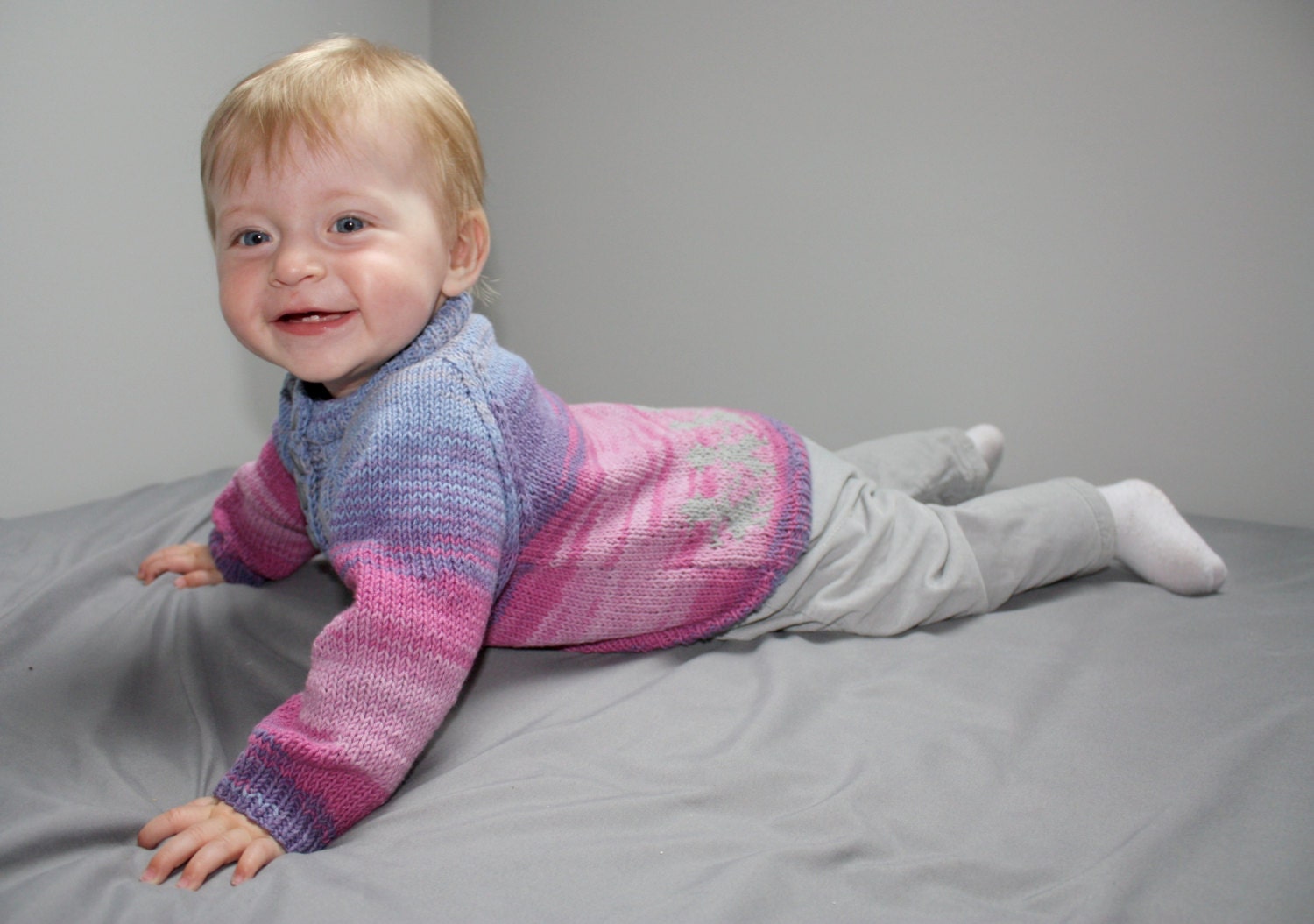 Blue and Pink Sweater Hand Made for 1218 Months Old Child Etsy UK