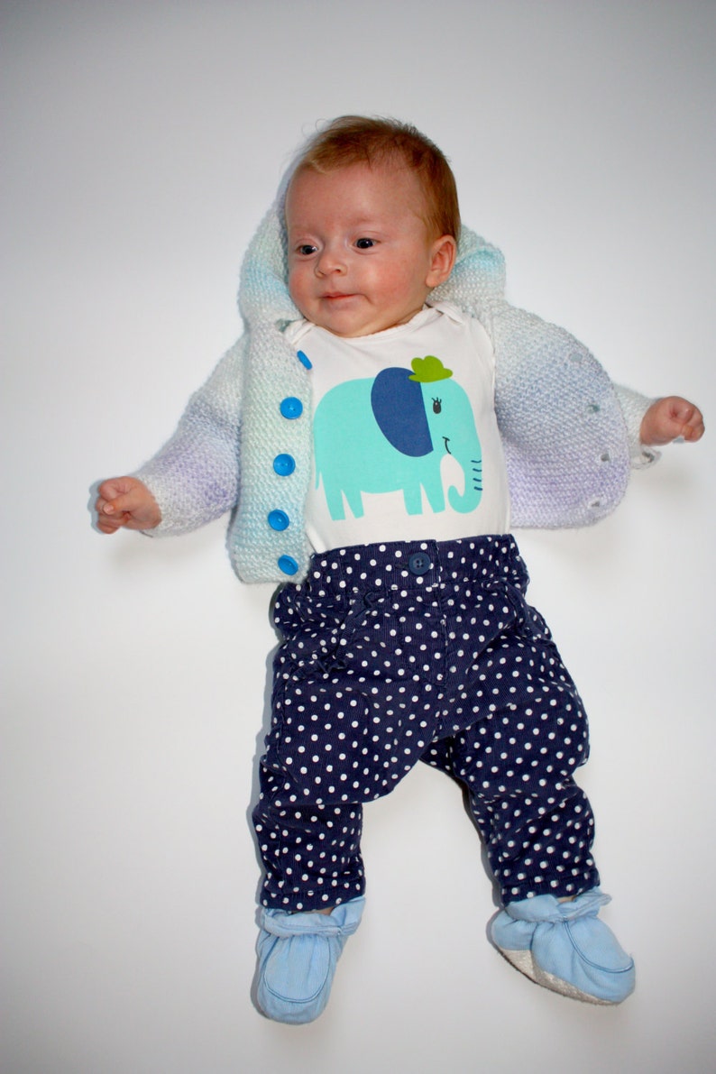 Blue baby cardigan hand knitted for 0-3 months old baby EU ...