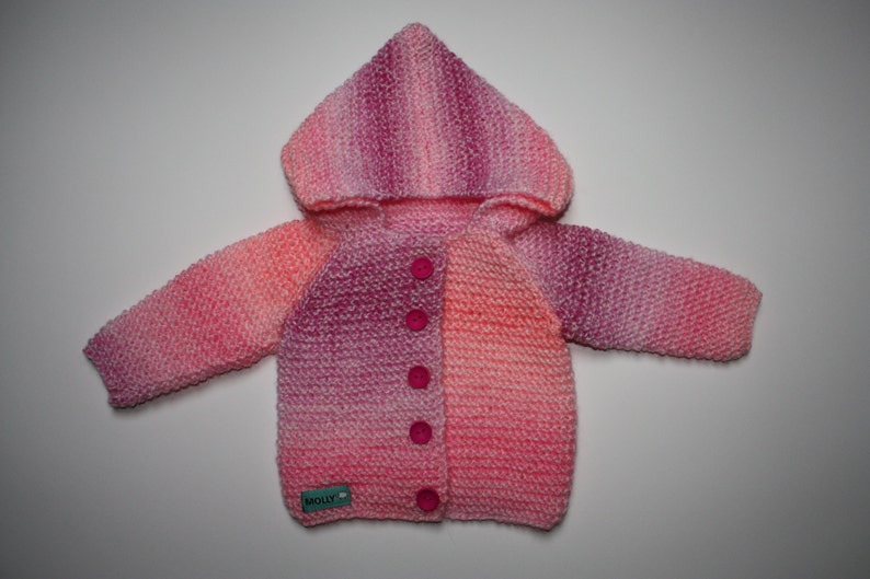 Pink Baby Cardigan Hand Knitted for 0-3 Months Old Baby, EU Size 56-62 ...