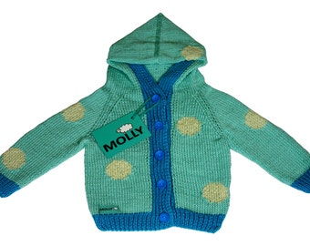 Blue knitted hoodie for baby EU size 68, 3-6 months old