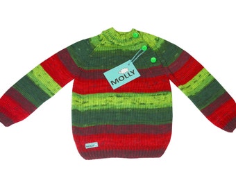 Christmas red and green baby cardigan antypilling acrylic in size 104, 2,5-3 years old