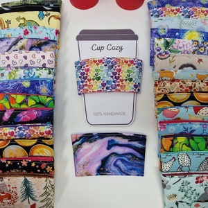 Cup Cozy Hand protection - Lots of fabric options! Cup Cosie Gift, Cup Sleeve, Cup Wrap, Coffee Cosy