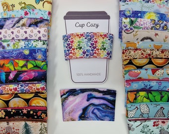 Cup Cozy Hand protection - Lots of fabric options! Cup Cosie Gift, Cup Sleeve, Cup Wrap, Coffee Cosy