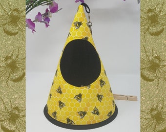 Conical/Cone/Swedish Clothespin/Peg bag - Bees on Yellow Honeycomb