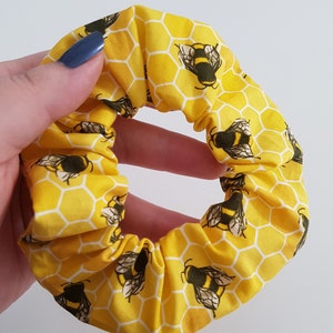 Scrunchie, Hair Tie, Bees Honeycomb Honey