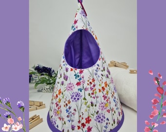 Conical/Cone/Swedish Clothespin/Peg bag - Watercolour flower garden