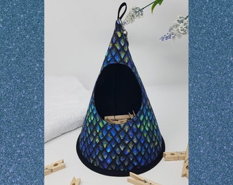 Conical/Swedish Clothespin/Peg bag - Blue and Green Dragon Scales