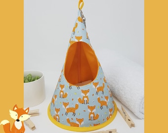 Conical/Cone/Swedish Clothespin/Peg bag/Storage Bag - Woodland Fox with Leaves