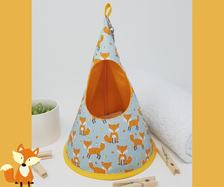 Conical/Cone/Swedish Clothespin/Peg bag/Storage Bag - Woodland Fox with Leaves