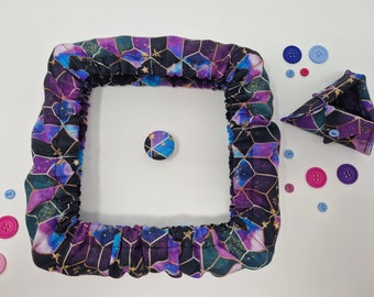 Funda protectora para punto de cruz, funda para bastidor, funda para aro y funda para Nurge, con diseño geométrico de galaxia morada y brillo